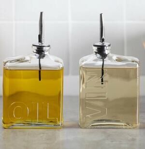 Global Market Glassworks Oil & Vinegar Cruet Set, 20oz, Square Bottles, NWT